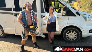 BangVan - Large Titted RV Driver Jennifer Mendez Meets a Real Lamberjack