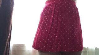Showing off my anal opening in short petticoat