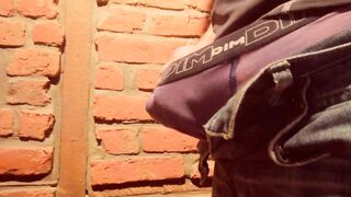 Real amateur stroking after climbing. Groaning, playing with precum, spunk flow and cum trickling