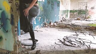 Boots, Jeans & Crushing Tease in an Abandoned Building