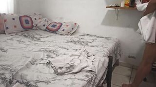 Hot Stepmom Cleans the Bedroom in a Belt and Films Herself for Her Stepson