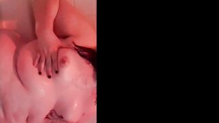 overweight chick with soapy breasts