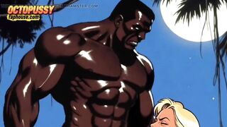 Hot White Wife Tastes a Large Ebony Dick in Front of Her Cuckold Spouse. Toon Comic Story