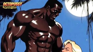 Hot White Wife Tastes a Large Ebony Dick in Front of Her Cuckold Spouse. Toon Comic Story