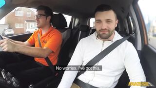 Fake Driving School - Large Tit Sexy Brunette hair Jasmine Jae Flashes Max in a Car & Pulls Him for Doggy position Sex