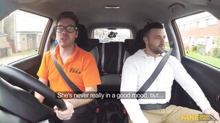 Fake Driving School - Large Tit Sexy Brunette hair Jasmine Jae Flashes Max in a Car & Pulls Him for Doggy position Sex