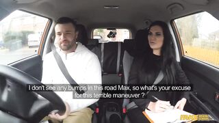 Fake Driving School - Large Tit Sexy Brunette hair Jasmine Jae Flashes Max in a Car & Pulls Him for Doggy position Sex