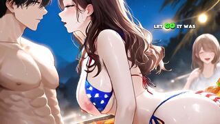 Step Stepsister's Fireworks Creampie Whilst Everyone Watches Outside - Ai Animation