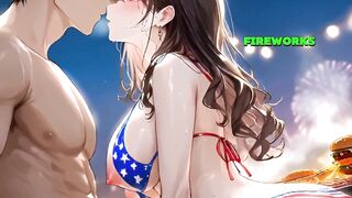 Step Stepsister's Fireworks Creampie Whilst Everyone Watches Outside - Ai Animation