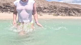Soaked White T-shirt Swimming Underwater
