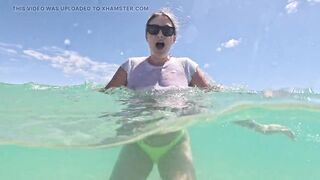 Soaked White T-shirt Swimming Underwater