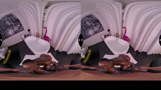Sexy bathroom for 2 and jizz flow on her butt
