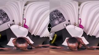 Sexy bathroom for 2 and jizz flow on her butt