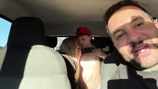 I discovered a window cleaner at the traffic light! And I called her over to be a porn actor and have sexy sex in our car in the midst of the street. I made her all soaked and this babe smeared our whole car seat.