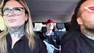 I discovered a window cleaner at the traffic light! And I called her over to be a porn actor and have sexy sex in our car in the midst of the street. I made her all soaked and this babe smeared our whole car seat.