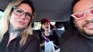 I discovered a window cleaner at the traffic light! And I called her over to be a porn actor and have sexy sex in our car in the midst of the street. I made her all soaked and this babe smeared our whole car seat.