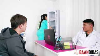 grabbing the nurse by the booty and vagina.