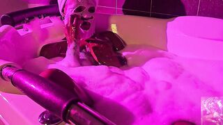 Giant Black Butt in Soapy Tub - Fleshly Bubble Washroom Tease.