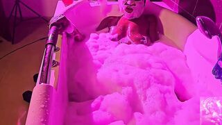 Giant Black Butt in Soapy Tub - Fleshly Bubble Washroom Tease.