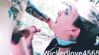Large weenie sloppy facefucking on a leash ORAL-JOB CREAMPIE ( trailer)