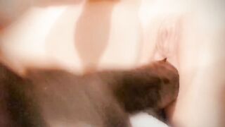 Rise and shine, see this youthful whore take a 8” sex-toy for in parents daybed.