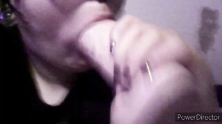 Sloppily sucking and squirting a little to my large toy