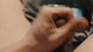 Chap masturbating watching porn POV