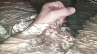 TASTY PLUMP WHITE WEENIE STROKED IN SEXY BATHS AND DISCHARGES CUMLOAD EVERYWHERE!