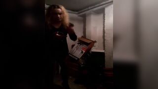 sissy in chastity suck and screw sex tool in dungeon