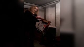 sissy in chastity suck and screw sex tool in dungeon