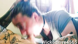 Marvelous Mrs. gives surprise slobbering deepthroat to Mr. Nasty