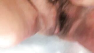 older Latin chick woman with unshaved snatch peeing pissing closeup