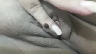 Bewitching hairless Latin babe snatch tease playing