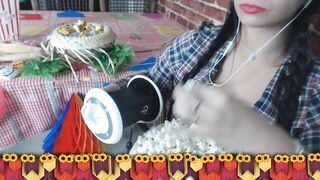 SFW ASMR 3DIO FESTA JUNINA SONS DE MASTIGAÇÃO ~ ASMR Português ~ Eating Sounds