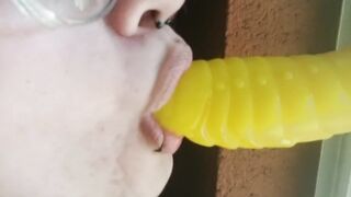 Alternative with piercings gives up close blow job