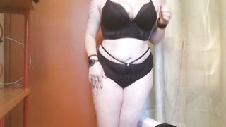 Emo confidently undresses in hawt underclothes set
