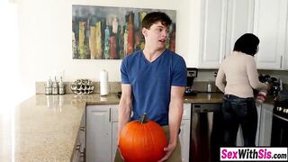 Large butt small teen step sister gets hirsute snatch pounded on Halloween