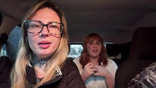 We called a homeless woman from beneath the overpass! To have some sexy sex with us in the car! The floozy with the huge titties and pink snatch wanted to cum a lot.