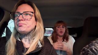 We called a homeless woman from beneath the overpass! To have some sexy sex with us in the car! The floozy with the huge titties and pink snatch wanted to cum a lot.