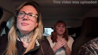 We called a homeless woman from beneath the overpass! To have some sexy sex with us in the car! The floozy with the huge titties and pink snatch wanted to cum a lot.