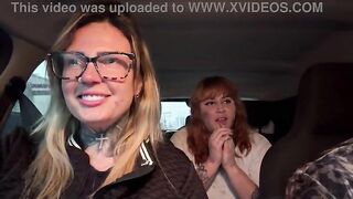 We called a homeless woman from beneath the overpass! To have some sexy sex with us in the car! The floozy with the huge titties and pink snatch wanted to cum a lot.