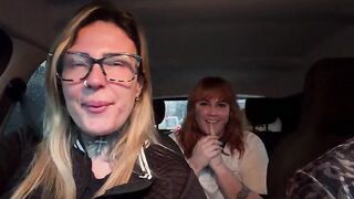 We called a homeless woman from beneath the overpass! To have some sexy sex with us in the car! The floozy with the huge titties and pink snatch wanted to cum a lot.
