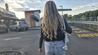 Pick Up An Elementary Gal In Front Of McDonalds 'coz This babe Wears A Sex Toy Outside