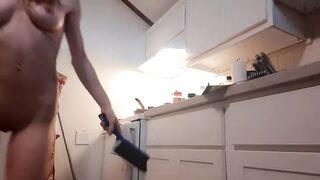 Hawt exposed wife cooking chicken and cleaning for u