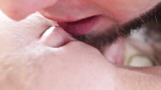 Ideal pink vagina. Close-up love button licking - Otta Koi