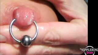 nippleringlover – excited mother i'd like to fuck poking needle in pierced nipp after rubbing ice on teats