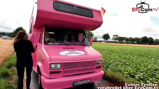 German hitchhiker beauty next door gets picked up and drilled in car