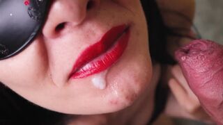 Stepsister Let Me Cum on Her Tongue and Play With Cum - Closeup fifty fps