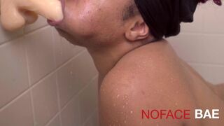 Black caught Deepthroat 2 Sextoy In Shower Oral