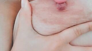 Playing with my breasts in the shower